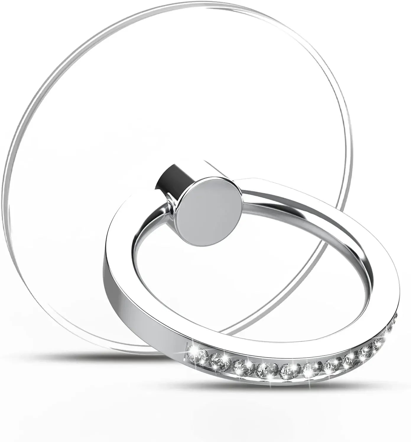 Diamond Cell Phone Ring Holder Stand Transparent Finger Grip Clear 360° Degree Rotation Kickstand Compatible iPhones