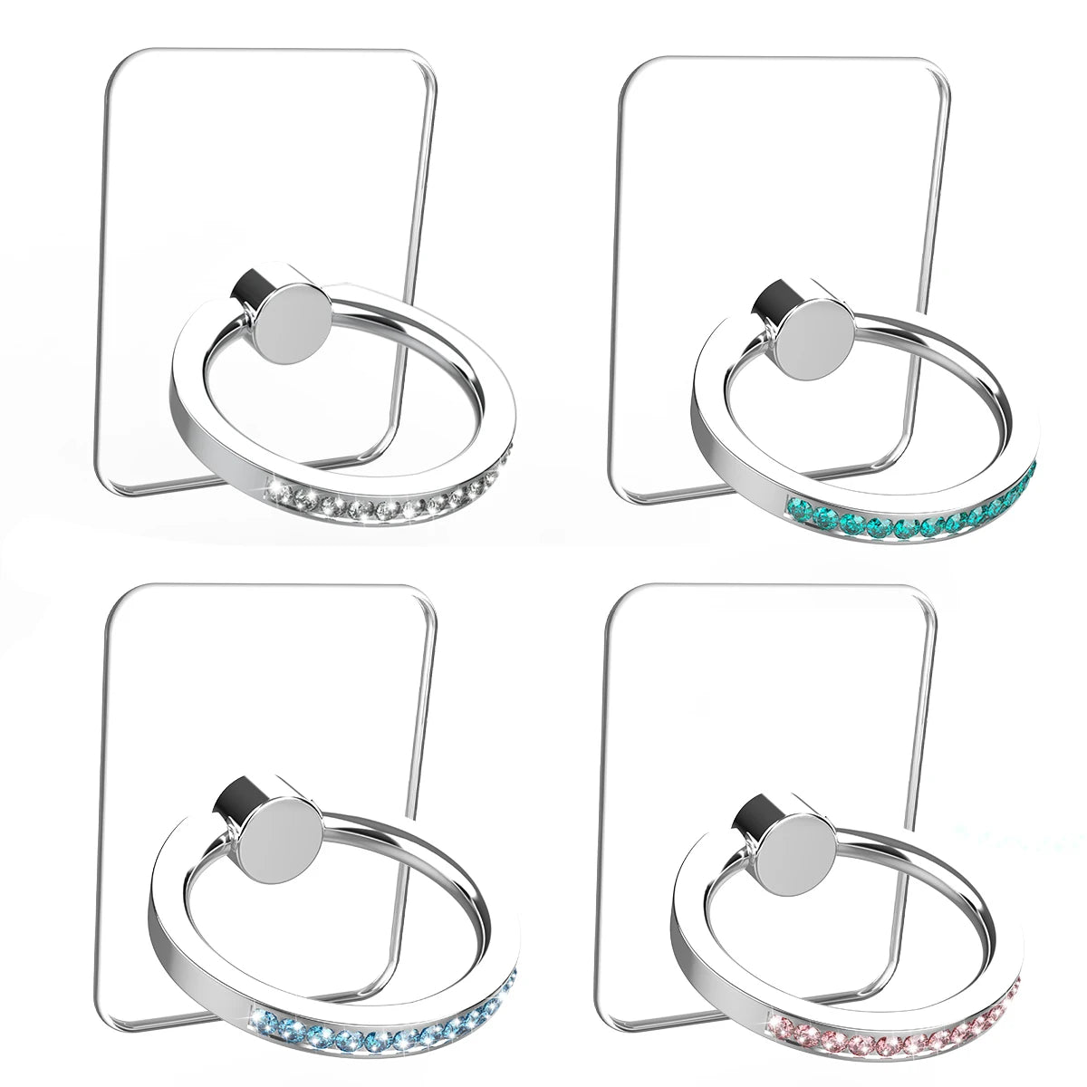 Cell Phone Ring Holder Stand Diamond Transparent Finger Grip Clear 360° Degree Rotation Kickstand Compatible iPhones