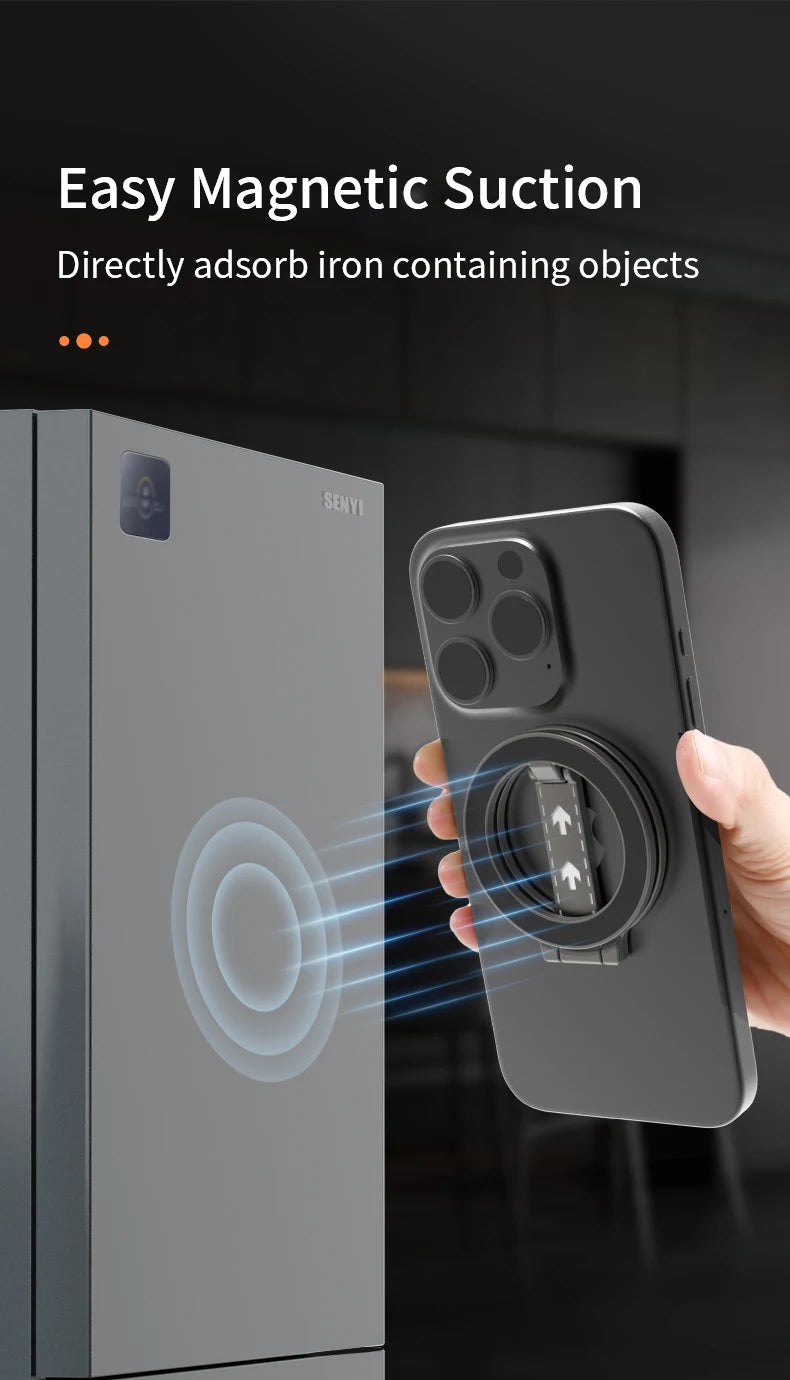 2025 Double Sided MagSafe Phone Stand Magnetic Phone Ring Holder Kickstand Magnet Grip for iPhone 15 16 Android Gym Car Holder