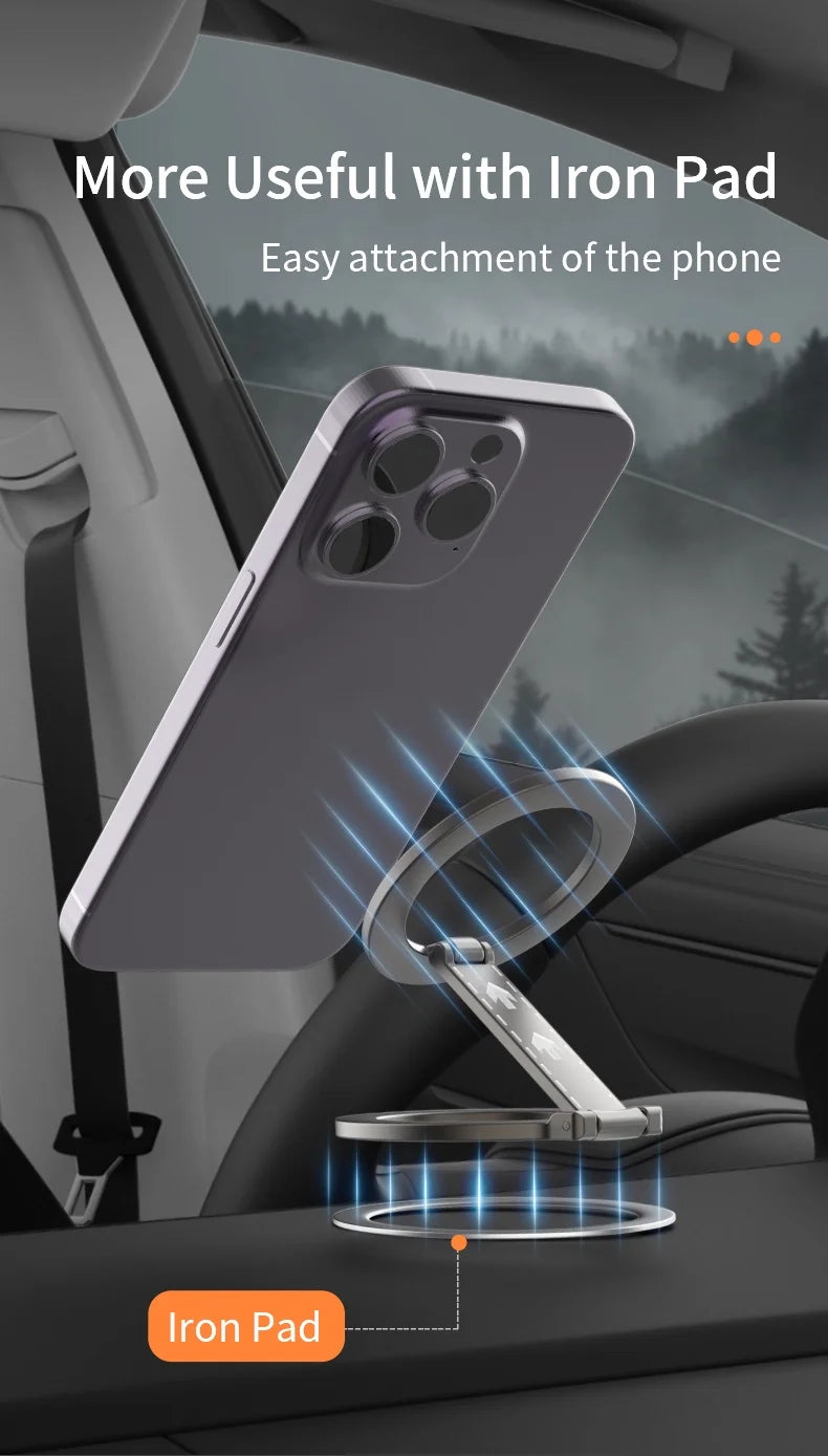 2025 Double Sided MagSafe Phone Stand Magnetic Phone Ring Holder Kickstand Magnet Grip for iPhone 15 16 Android Gym Car Holder
