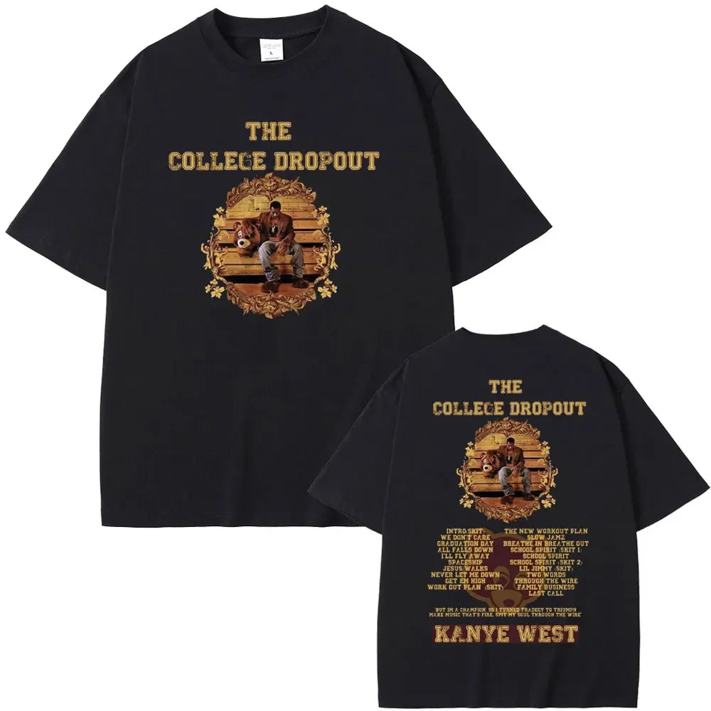 Best Famous Kanye West The College Dropout Graphics Tshirt Men Women's Hip Hop Rap Vintage T-shirts Male Casual T Shirt Tops