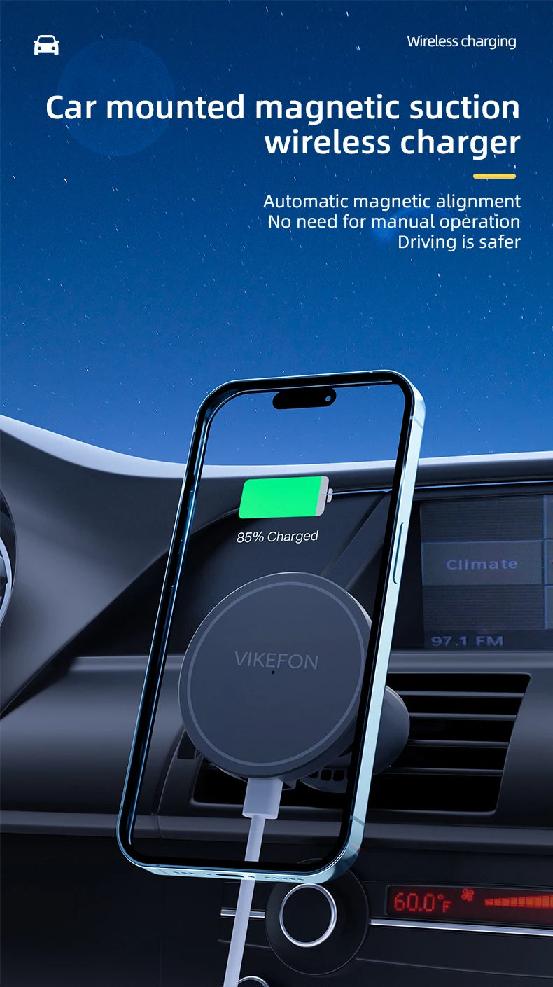 30W Magnetic Car Wireless Charger macsafe for iPhone 12 13 14 15 Pro Max Mini Air Vent Car Phone Holder Stand Fast Car Charging