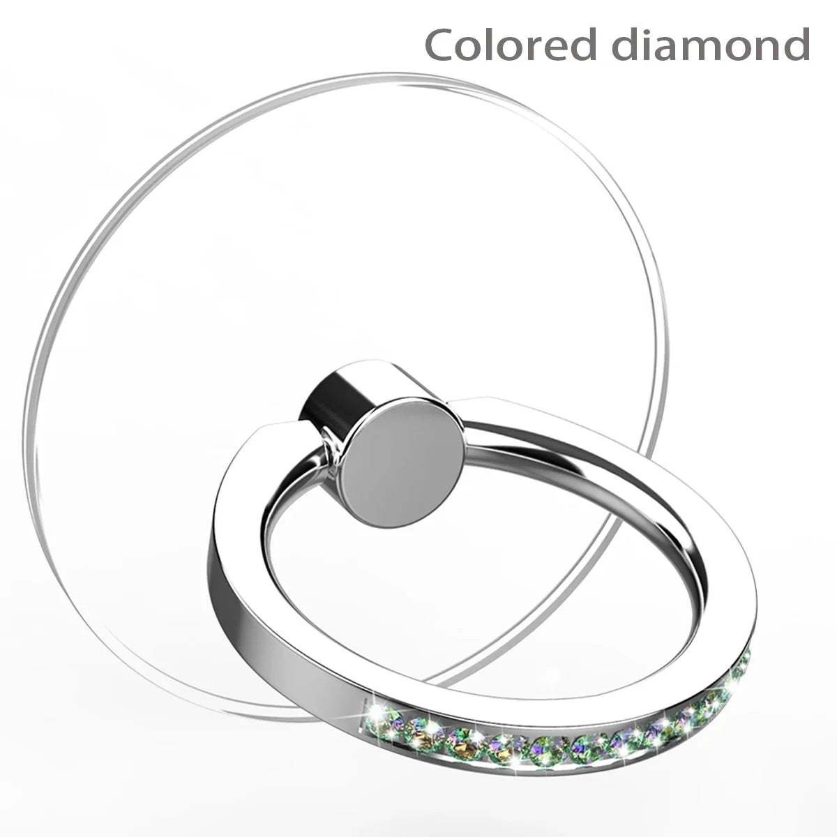 Cell Phone Ring Holder Stand Diamond Transparent Finger Grip Clear 360° Degree Rotation Kickstand Compatible iPhones