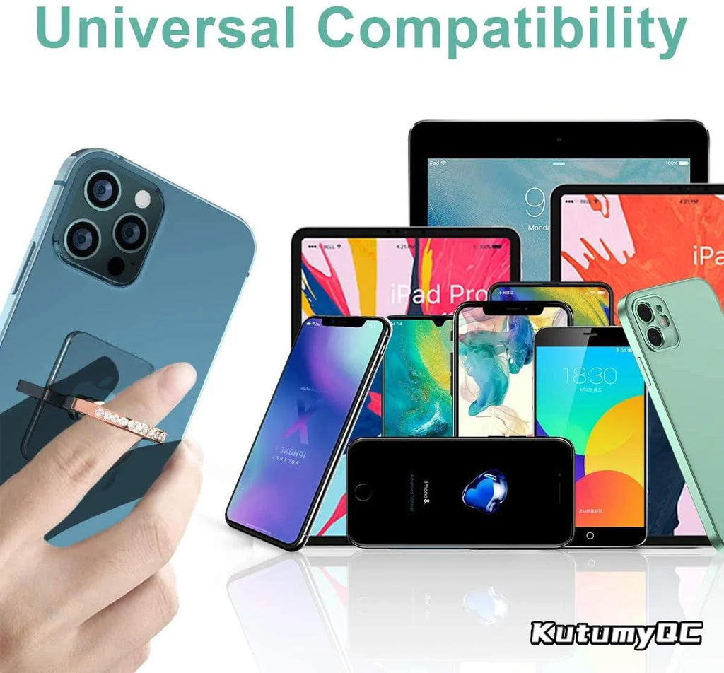 Diamond Cell Phone Ring Holder Stand Transparent Finger Grip Clear 360° Degree Rotation Kickstand Compatible iPhones