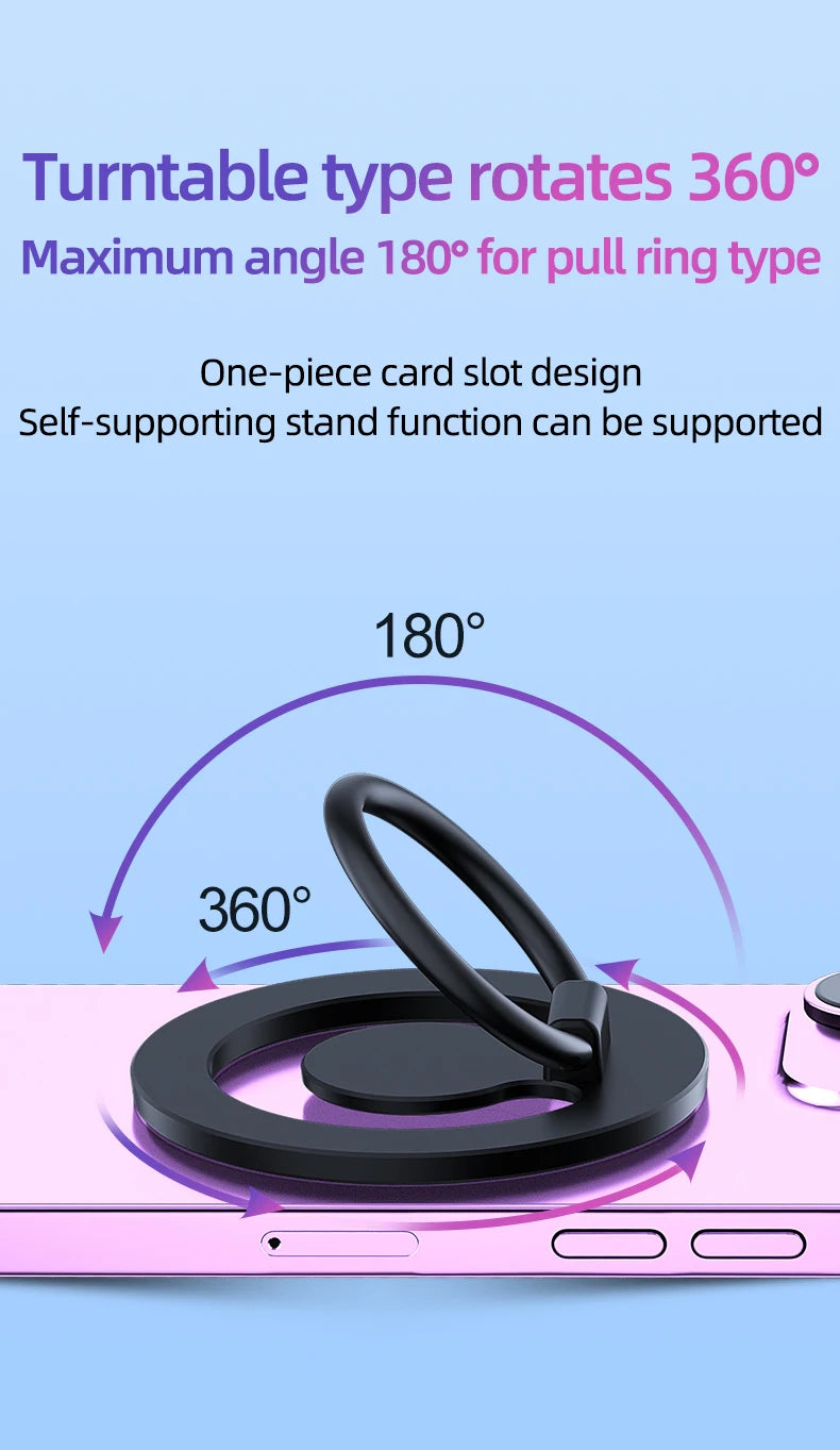 360 Magnetic Cell Phone Ring Holder Mobile Stand For Macsafe iPhone 15 14 13 12 Samsung Xiaomi Desktop Magnet Bracket Mount