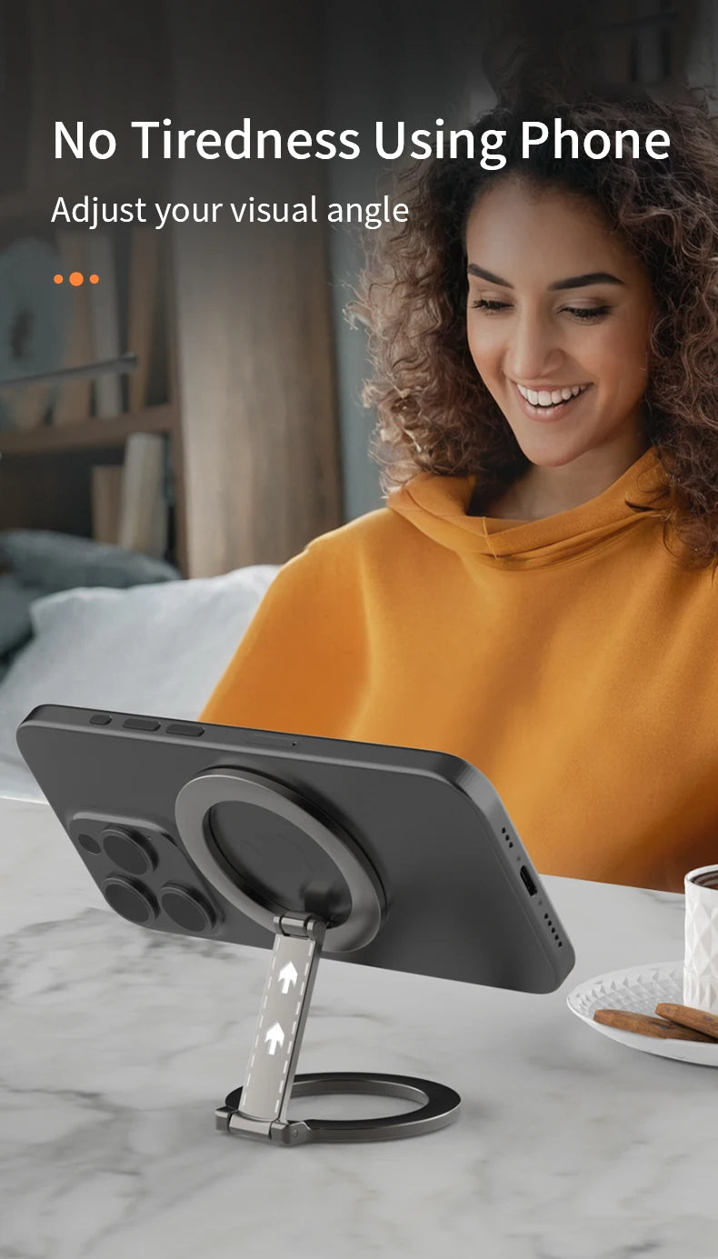 2025 Double Sided MagSafe Phone Stand Magnetic Phone Ring Holder Kickstand Magnet Grip for iPhone 15 16 Android Gym Car Holder