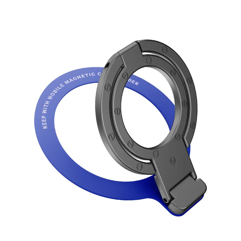 Magnetic Phone Ring Holder Phone Bracket Foldable Removable Cell Phone Grip Kickstand For iPhone 15 Samsung Xiaomi OPPO