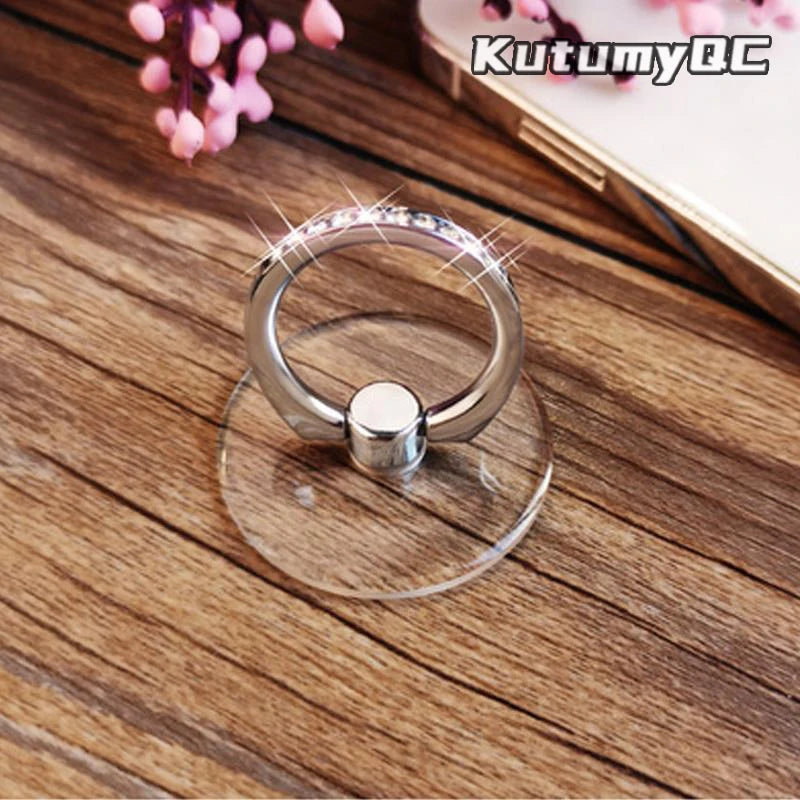 Cell Phone Ring Holder Stand Diamond Transparent Finger Grip Clear 360° Degree Rotation Kickstand Compatible iPhones