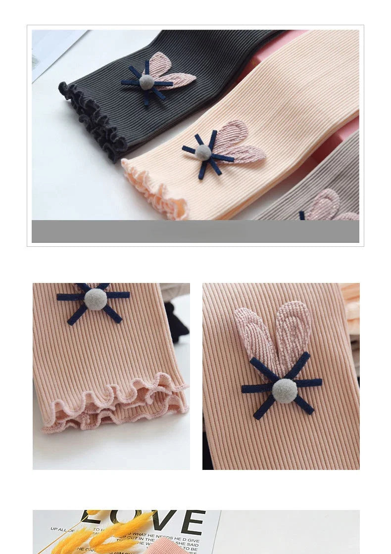 Kids Leggings Bunny Trim Slim-fit Leggings Girls Pants Kids Wears for Girls Leggings 2 To 7 Years Leggins for Kids Girl