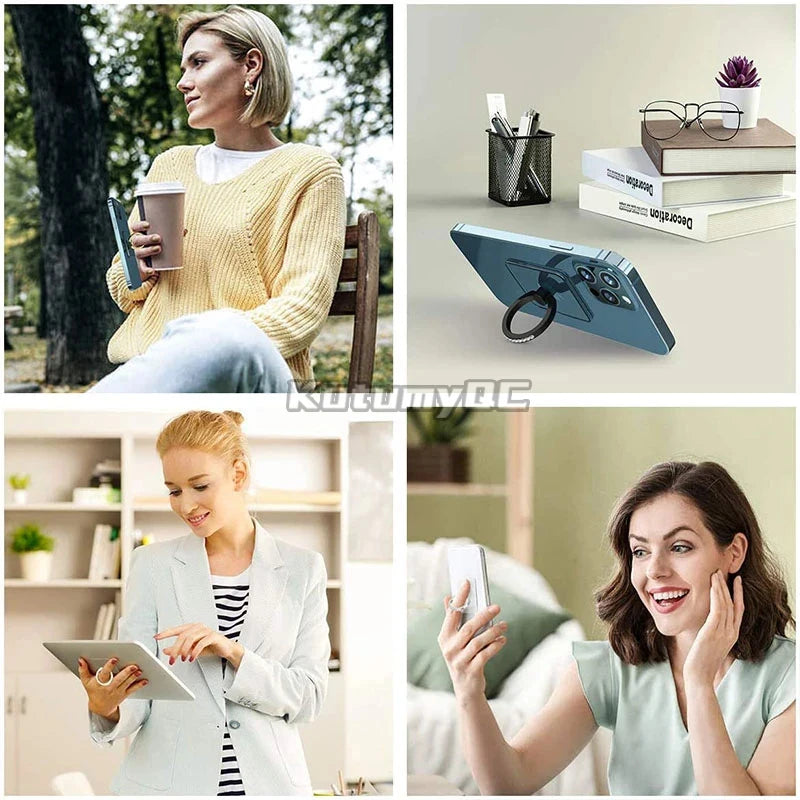Cell Phone Ring Holder Stand Diamond Transparent Finger Grip Clear 360° Degree Rotation Kickstand Compatible iPhones
