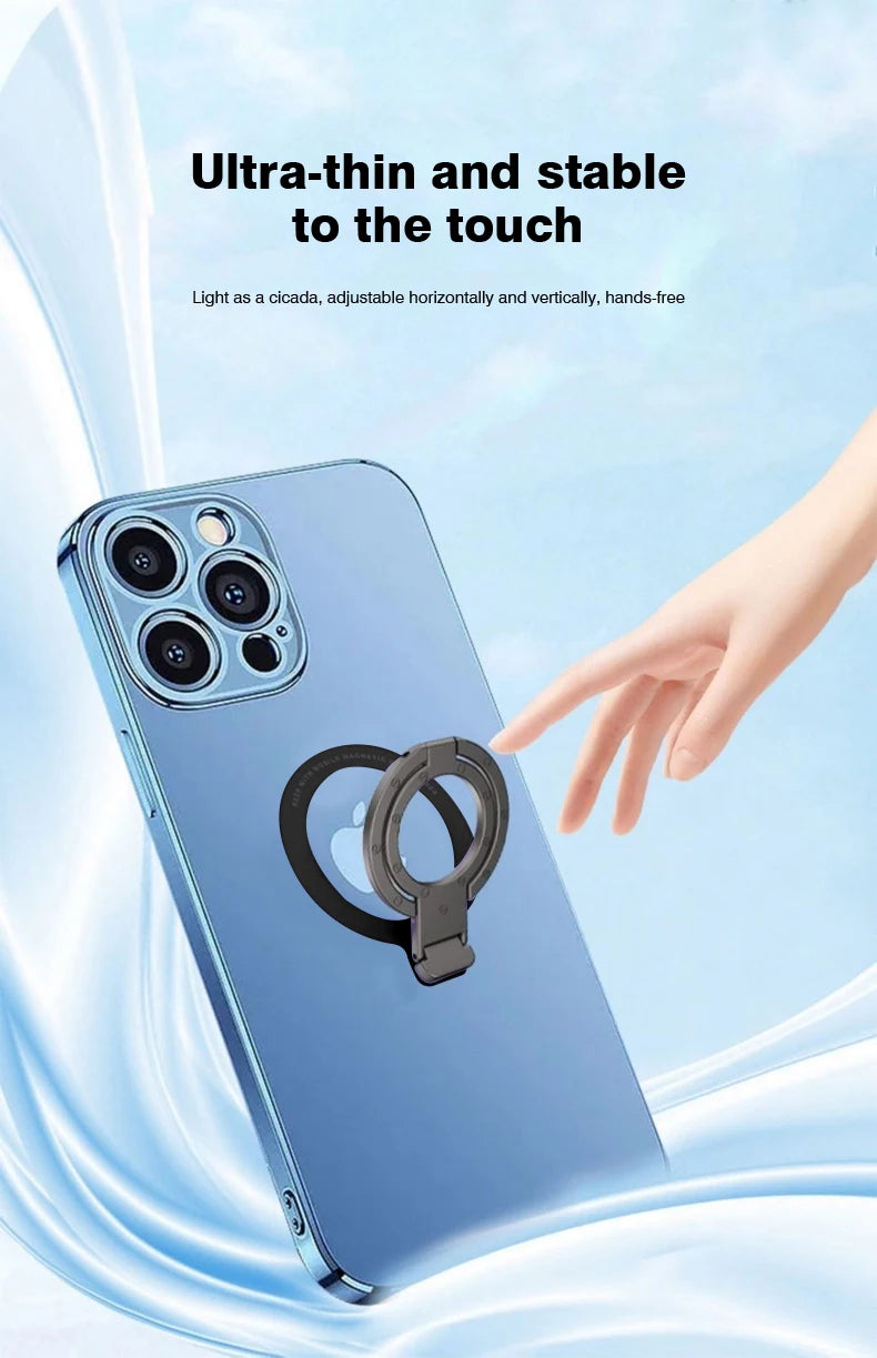 Magnetic Phone Ring Holder Phone Bracket Foldable Removable Cell Phone Grip Kickstand For iPhone 15 Samsung Xiaomi OPPO