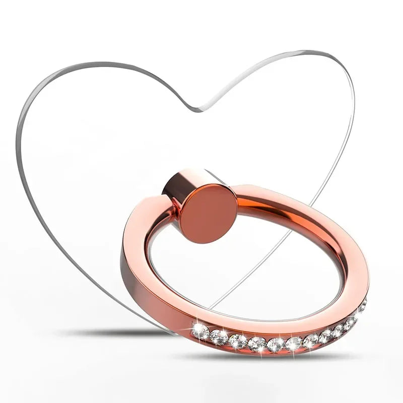 Diamond Cell Phone Ring Holder Stand Transparent Finger Grip Clear 360° Degree Rotation Kickstand Compatible iPhones