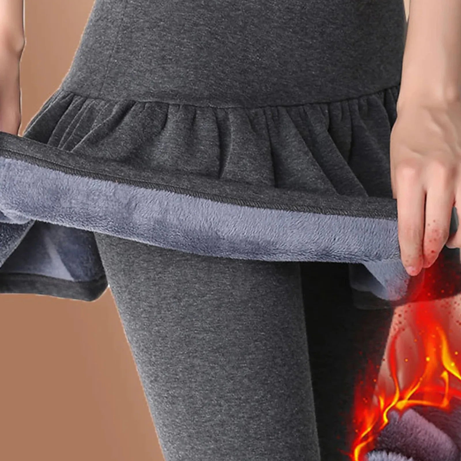 Hight Waist Skinny Leggins Womens' Warm Skirt Pants Plus Velvet Thickened Stretch Pants Fashionable Warm Leggings Winter Tights