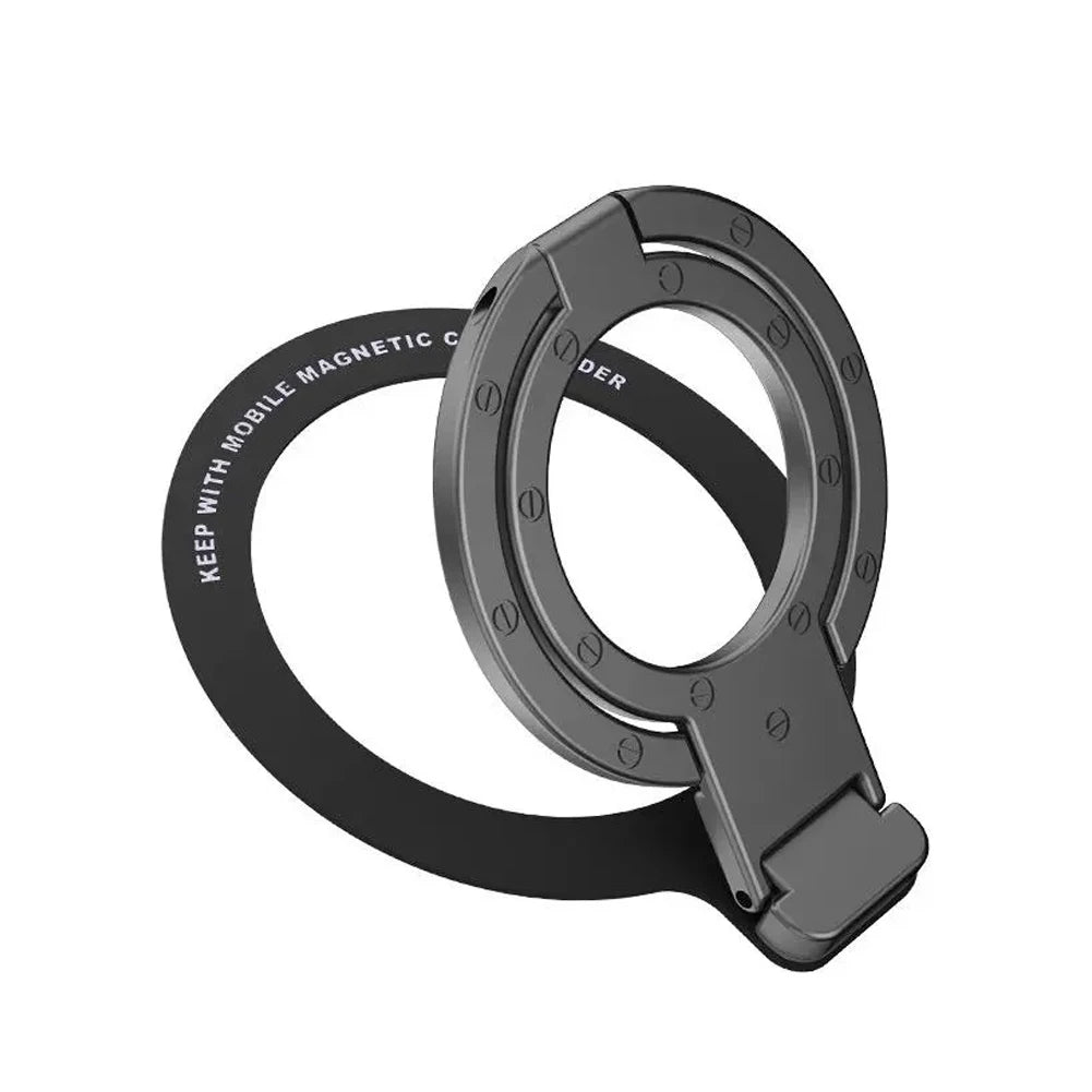 Magnetic Phone Ring Holder Phone Bracket Foldable Removable Cell Phone Grip Kickstand For iPhone 15 Samsung Xiaomi OPPO