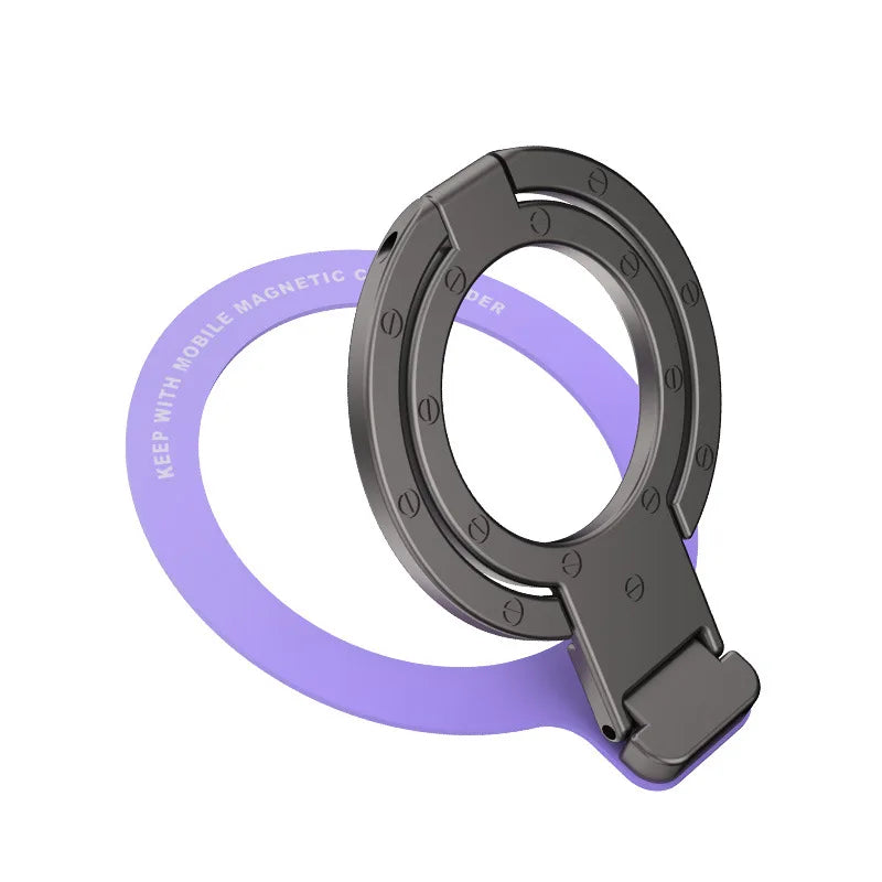 Magnetic Phone Ring Holder Phone Bracket Foldable Removable Cell Phone Grip Kickstand For iPhone 15 Samsung Xiaomi OPPO