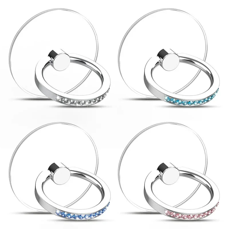 Cell Phone Ring Holder Stand Diamond Transparent Finger Grip Clear 360° Degree Rotation Kickstand Compatible iPhones