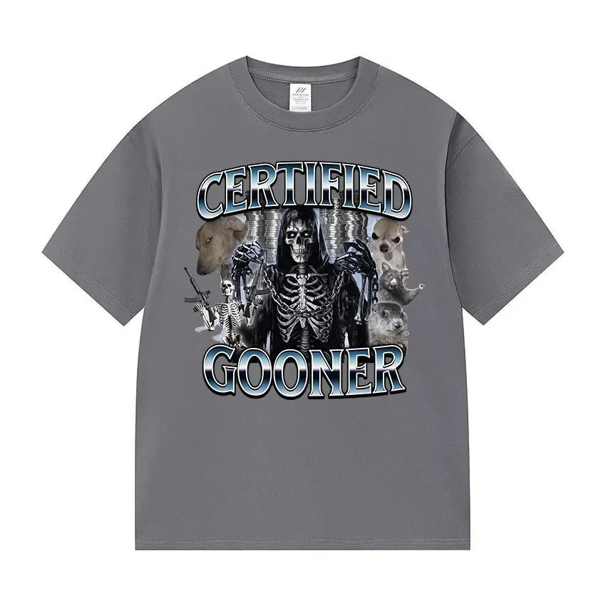 Funny Certified Gooner Screaming Possum Meme T Shirts Men Vintage Fashion Short Sleeve T-shirt O-Neck UnisexCotton T-shirt