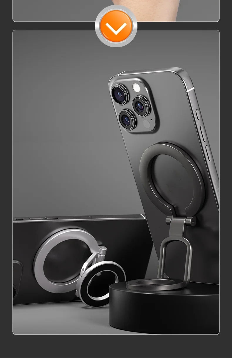 Double-Sided Holder Foldable 360° Rotating Stand with Strong Magnet & Finger Grip Suppor