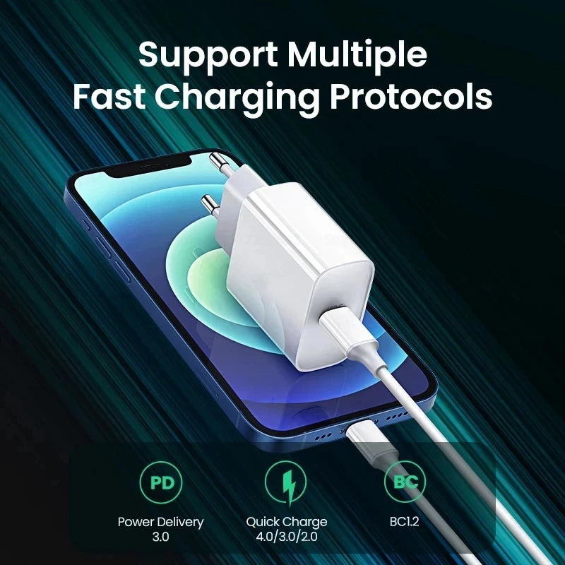 For Apple PD 20W Fast Charger For iPhone 15 13 12 11 14 16 Pro Max Plus X XR XS MAX iPad Quick Charger USB C Fast Charging Cable