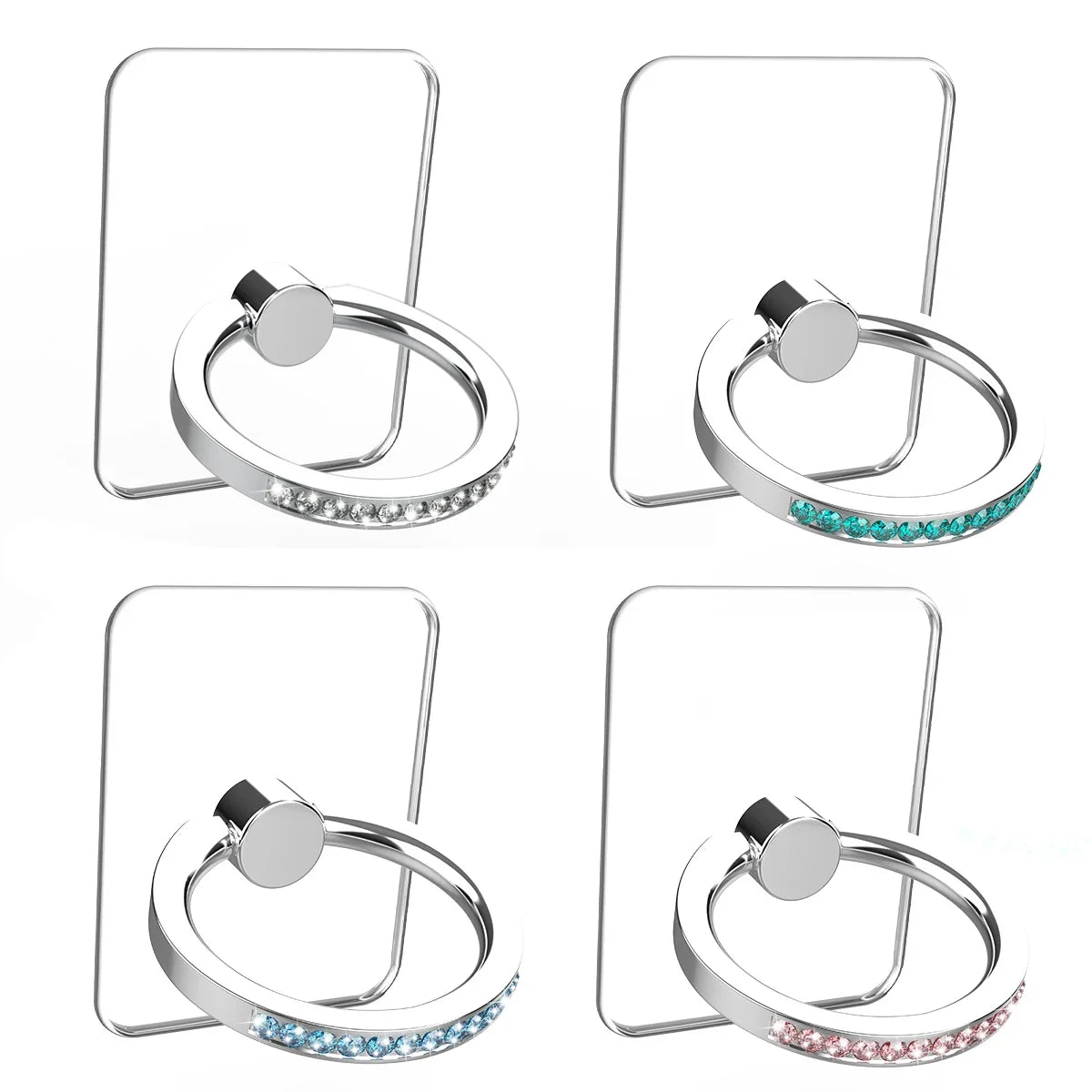 Diamond Cell Phone Ring Holder Stand Transparent Finger Grip Clear 360° Degree Rotation Kickstand Compatible iPhones