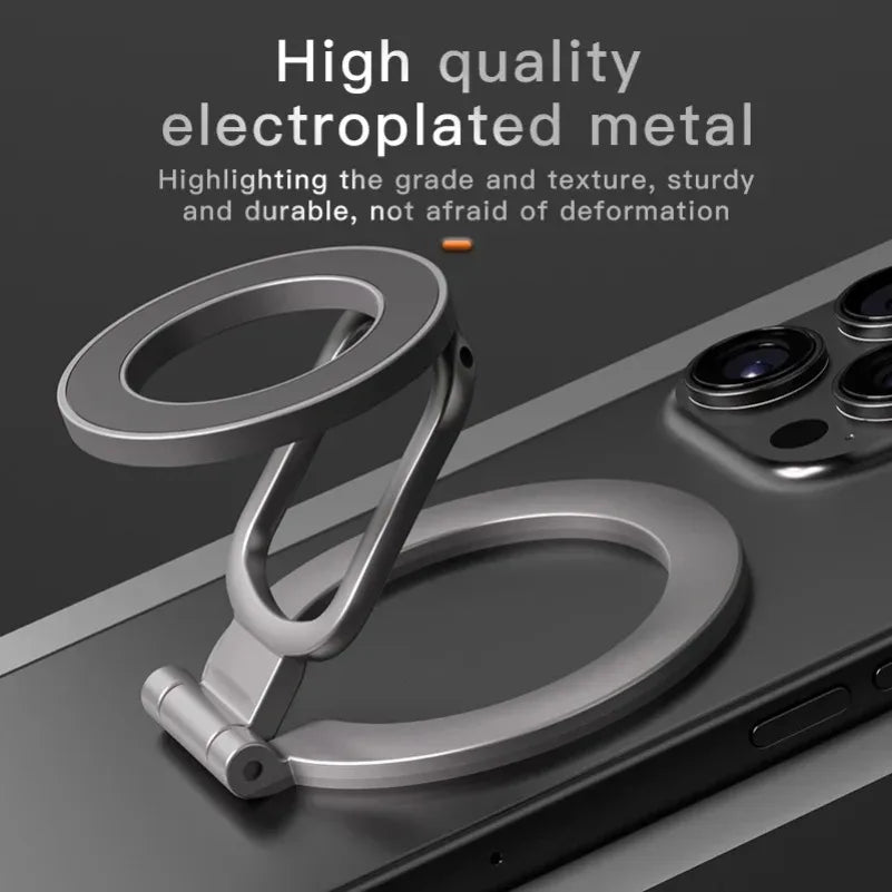 Double-Sided Holder Foldable 360° Rotating Stand with Strong Magnet & Finger Grip Suppor