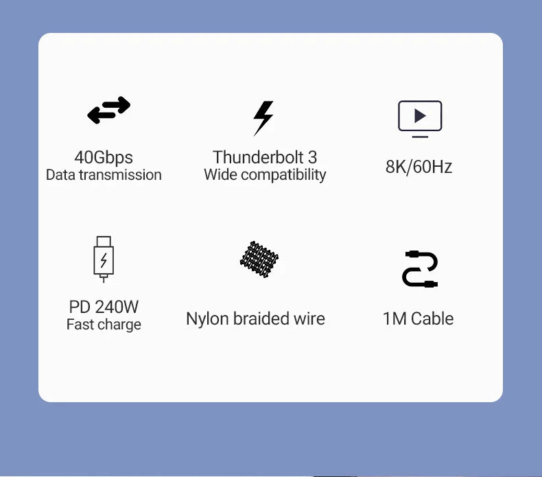 240W USB C to USB C Fast Charging Cable, 39.37IN Braided with 8K Video& 40Gbps Speed for iPhone 15Pro/Max Samsung Galaxy S22/23