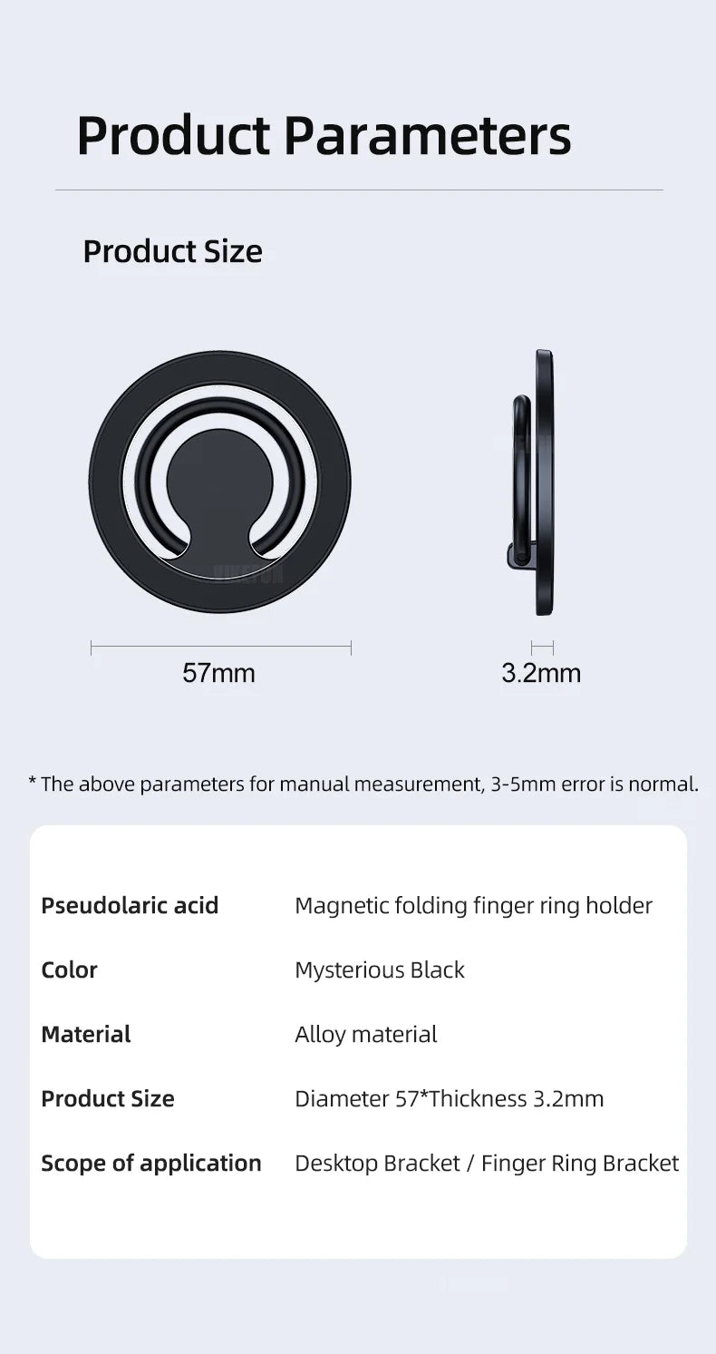 360 Magnetic Cell Phone Ring Holder Mobile Stand For Macsafe iPhone 15 14 13 12 Samsung Xiaomi Desktop Magnet Bracket Mount