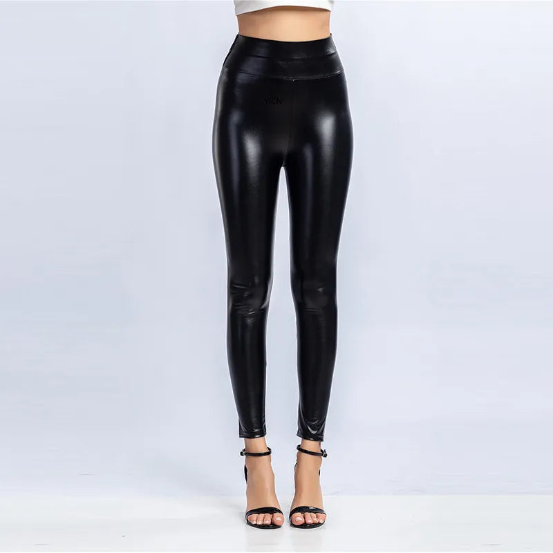 Winter Pu Leather Leggings for Women Warm Leggins Black Velvet Leggins High Waist Leggings Stretchy Skinny Plus SizeLeggings