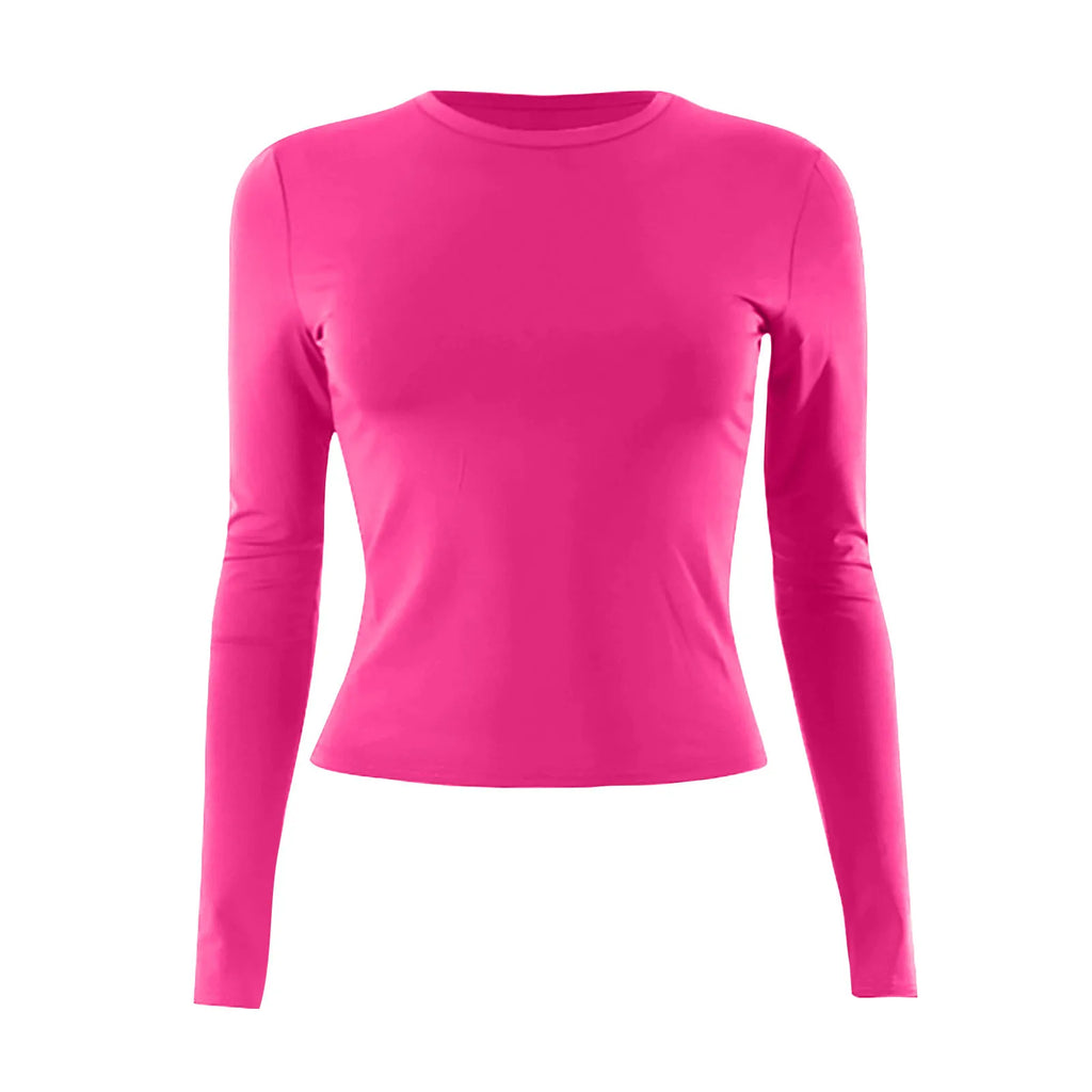 Cotton O Neck Long Sleeve Shirt Women Sexy Cropped Tops 2025 Autumn Black Casual Skinny Slim Basic Woman T Shirts White Clothing