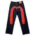 Jeans Women Gothic Y2K Retro Streetwear Black Cargo Punk Vintage Kpop Print Wide Leg Denim Panrts Female Autumn Trousers Pants
