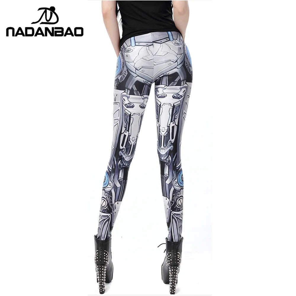 NADANBAO MECHA CosPlay Women Anime ROBOT Comic Cartoon Printed Elastic Ankle Pants Sporting Fitness Leggins